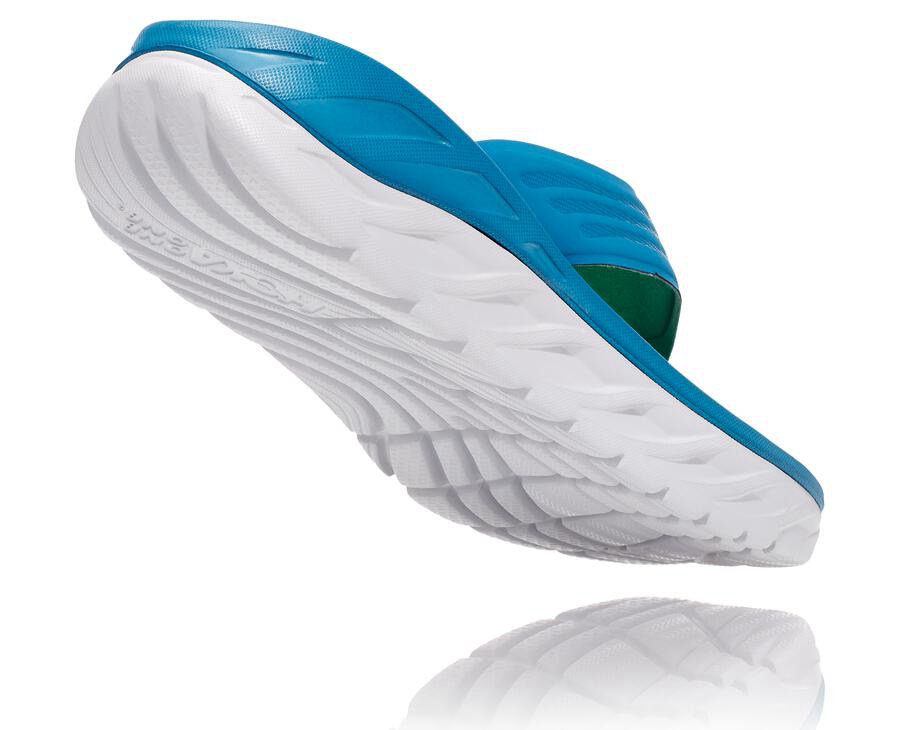 Hoka One One Ora Recovery Flip Sandaler Herr - Blå/Vita - KRAPX-6179